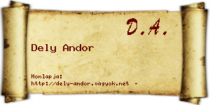 Dely Andor névjegykártya