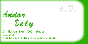 andor dely business card